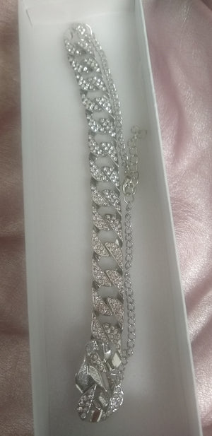 Women's rhinestone Cuban Link necklace.