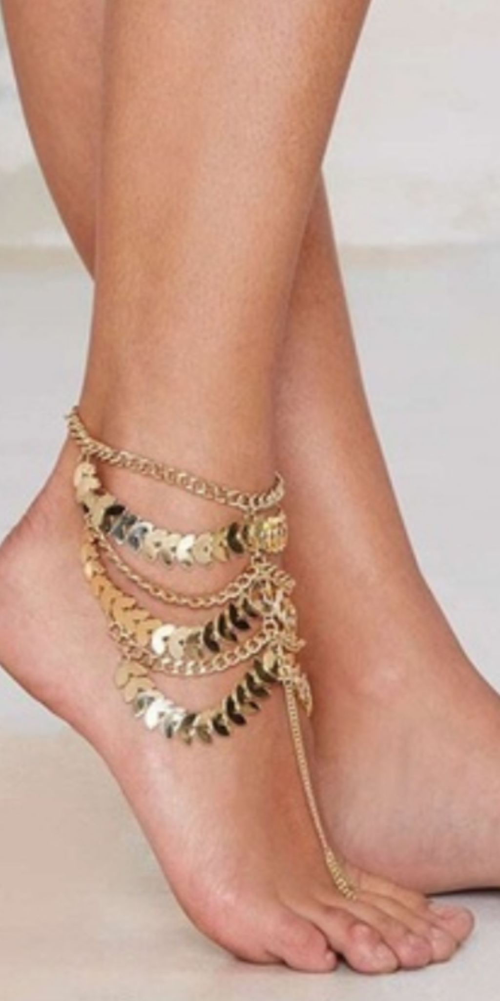 Beautiful and exotic Bohemian gold-tone foot chain. This is 1 foot chain