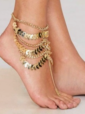 Beautiful and exotic Bohemian gold-tone foot chain. This is 1 foot chain