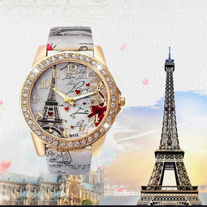 White Paris Eiffel Tower Bling Watch