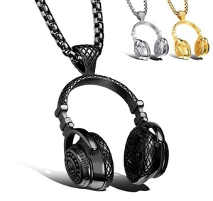 "DJ Cool's" Black headphones necklace