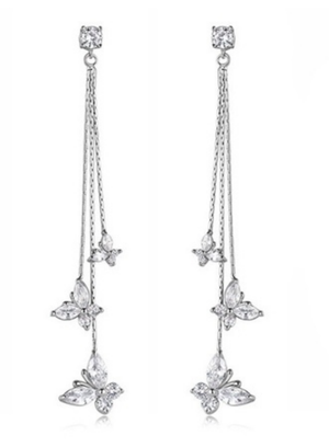 Delicate crystal butterfly chandelier earrings