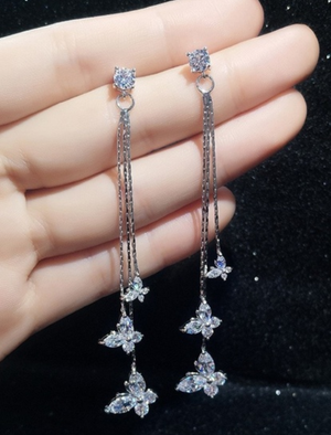 Delicate crystal butterfly chandelier earrings