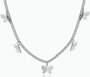 Dainty, butterfly necklace & earrings set. Silver tone