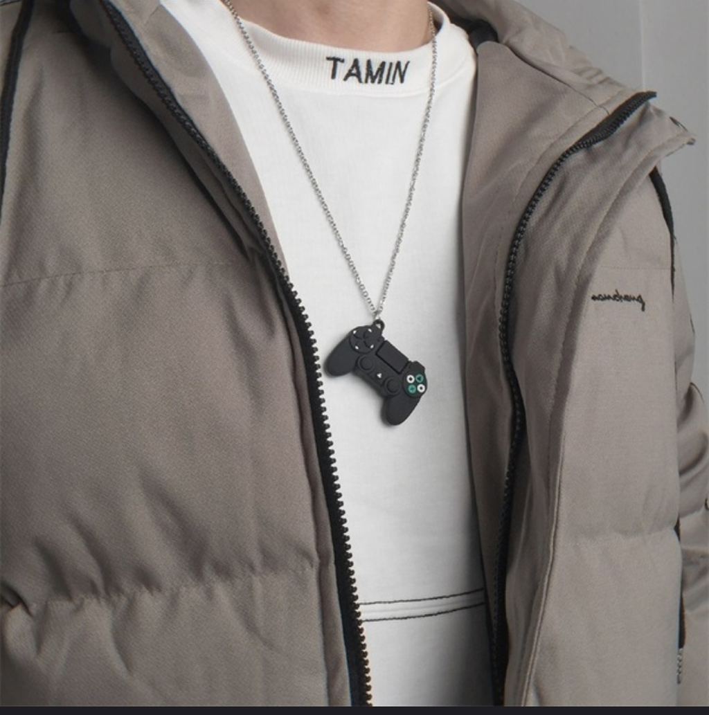 Cool oversized black video game controller necklace