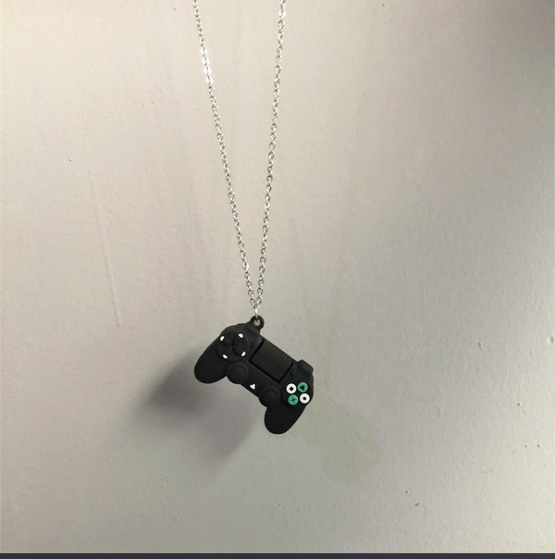 Cool oversized black video game controller necklace