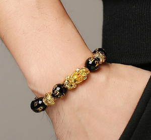 Black & Gold Obsidian Wealth Bravery Bracelet