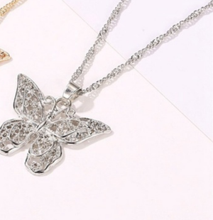 Beautiful delicate butterfly necklace in silver tone