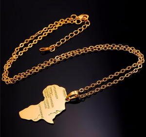 Lovely country engraved gold tone Africa necklace