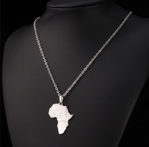 Lovely country engraved silver tone Africa necklace