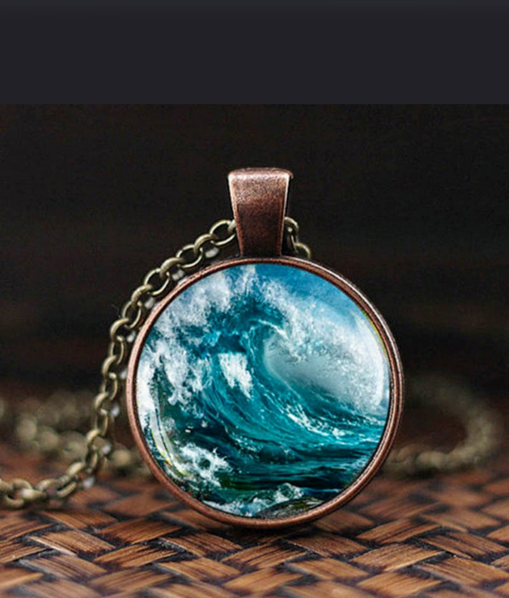 Ocean Waves surf necklace on copper chain