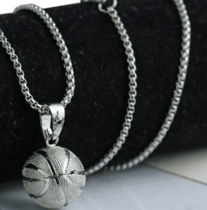 Stainless steel solid basketball necklace