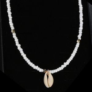 White rice beads shell necklace