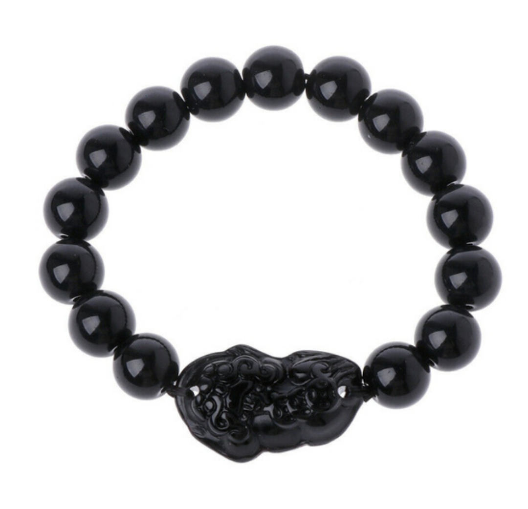 Feng Shui Obsidian black beaded wealth bracelet