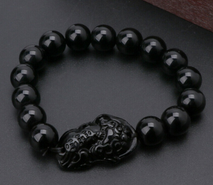 Feng Shui Obsidian black beaded wealth bracelet