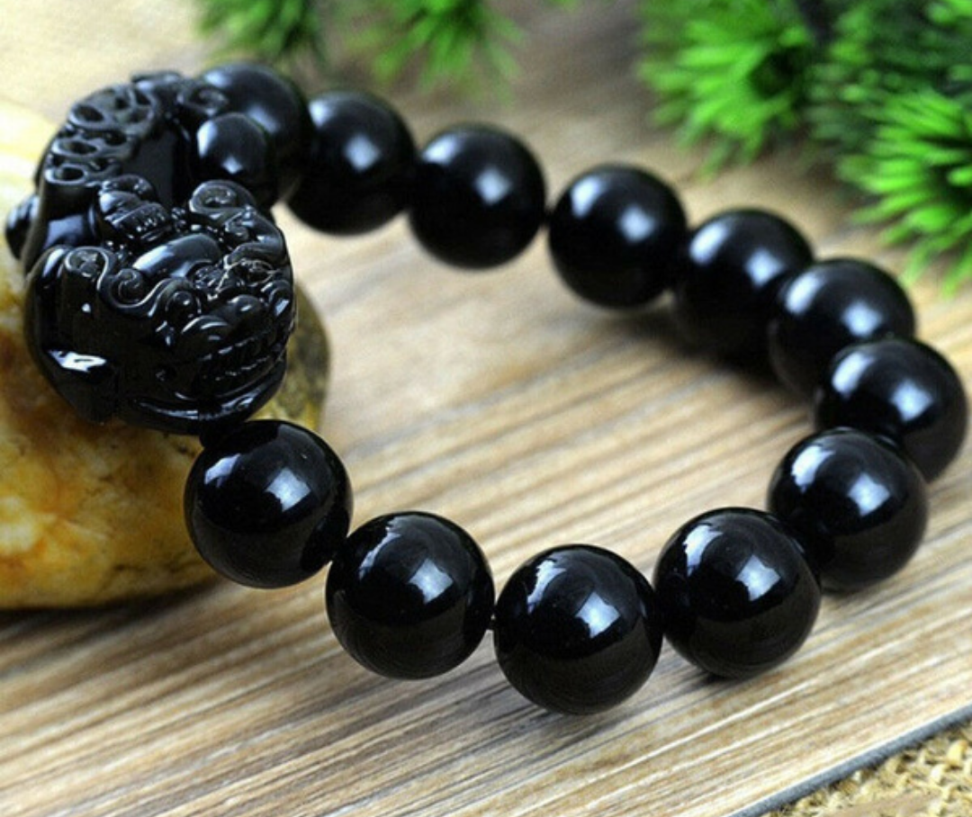 Feng Shui Obsidian black beaded wealth bracelet