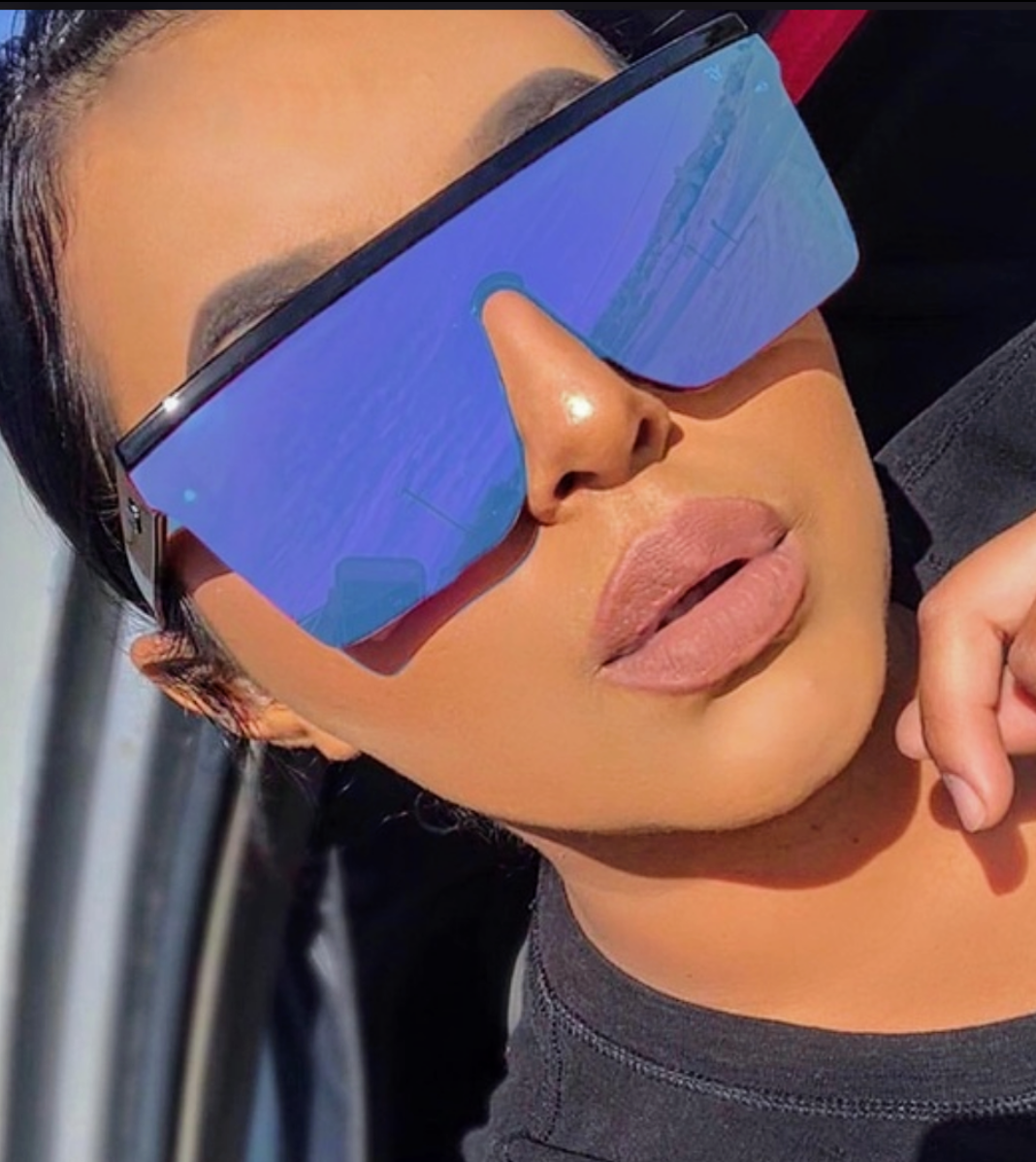 Electric Blue Oversized Mirror Sunglasses