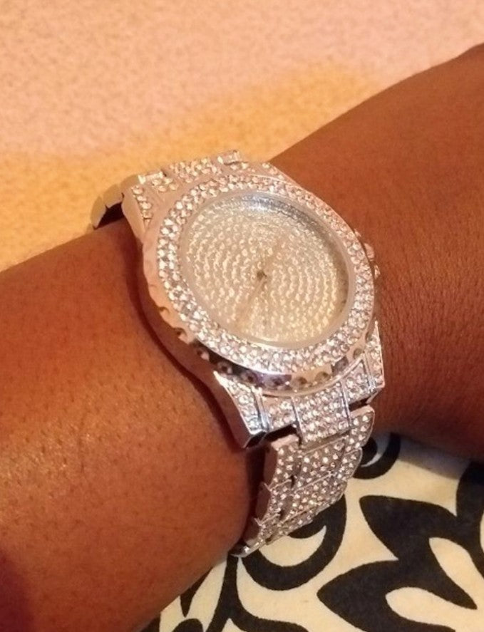 Bling On Another Level, Silver-tone & rhinestone watch.