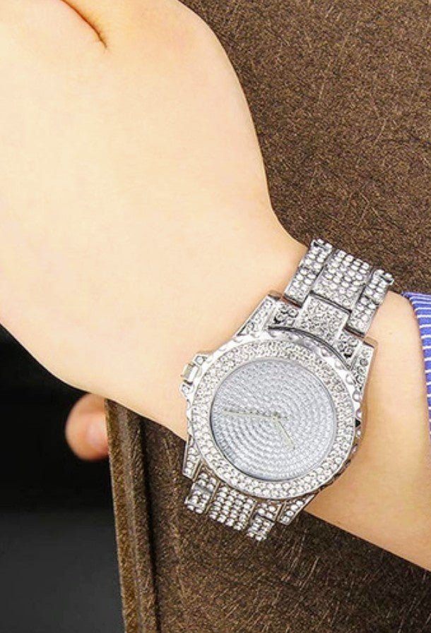 Bling On Another Level, Silver-tone & rhinestone watch.