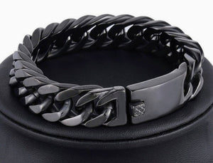 Men's matte black link bracelet