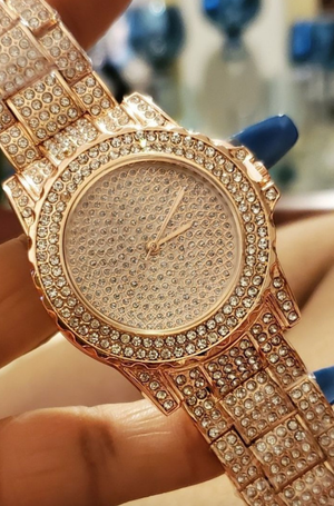 Bling On Another Level, Rose Gold & rhinestone watch.