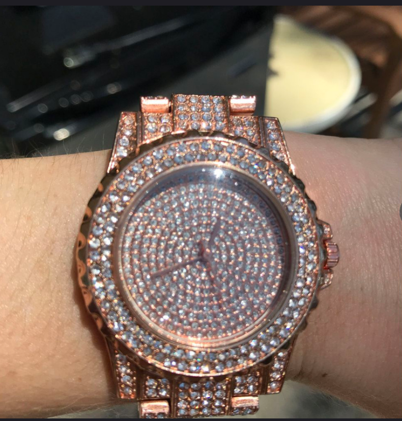 Bling On Another Level, Rose Gold & rhinestone watch.