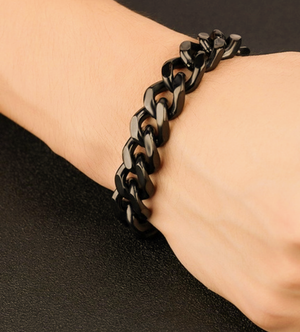 Men's matte black link bracelet