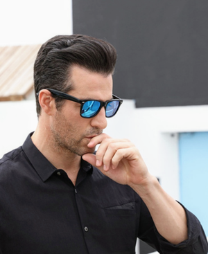 Electric Blue polarized mirror sunglasses. UV400 protection.