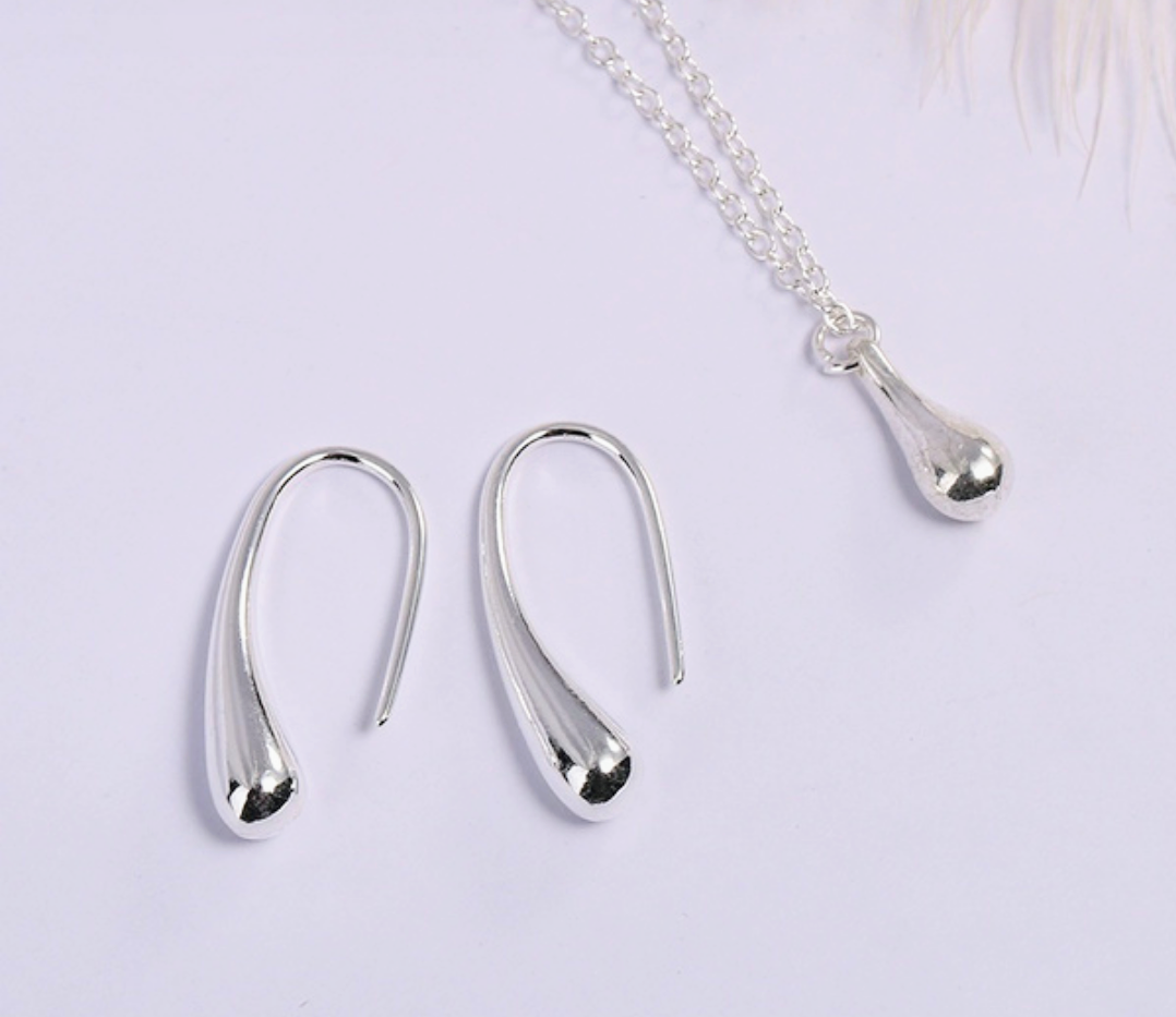 4pc hook necklace bracelet earrings and ring set