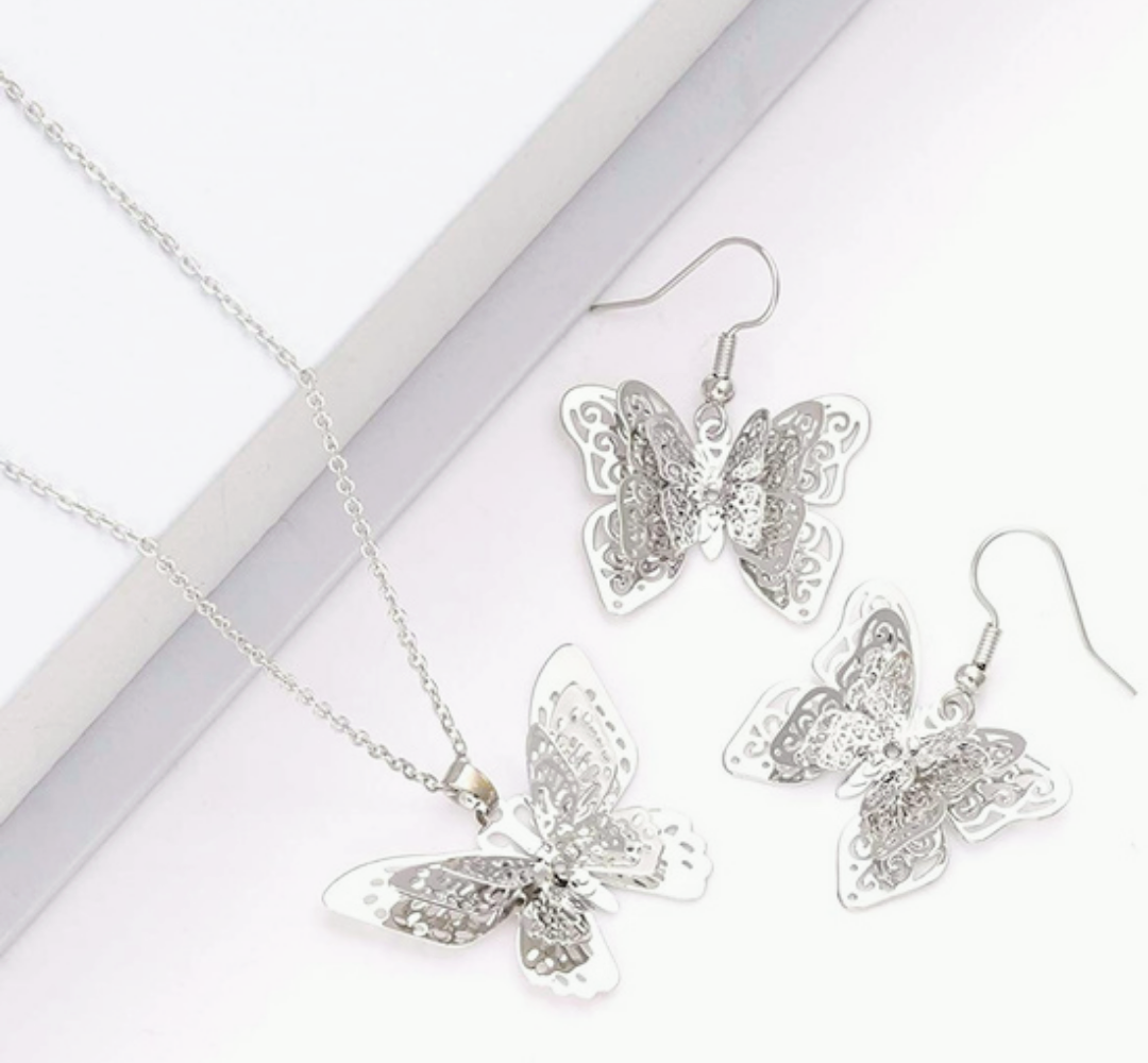 "I Feel Pretty" Butterfly necklace & earrings set