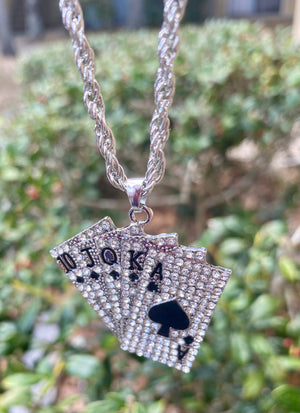 “Poker Face” Bling Cards Necklace