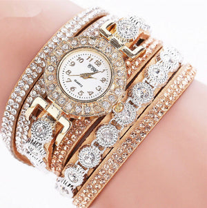 Glam! Rhinestone wrap-around bracelet watch.