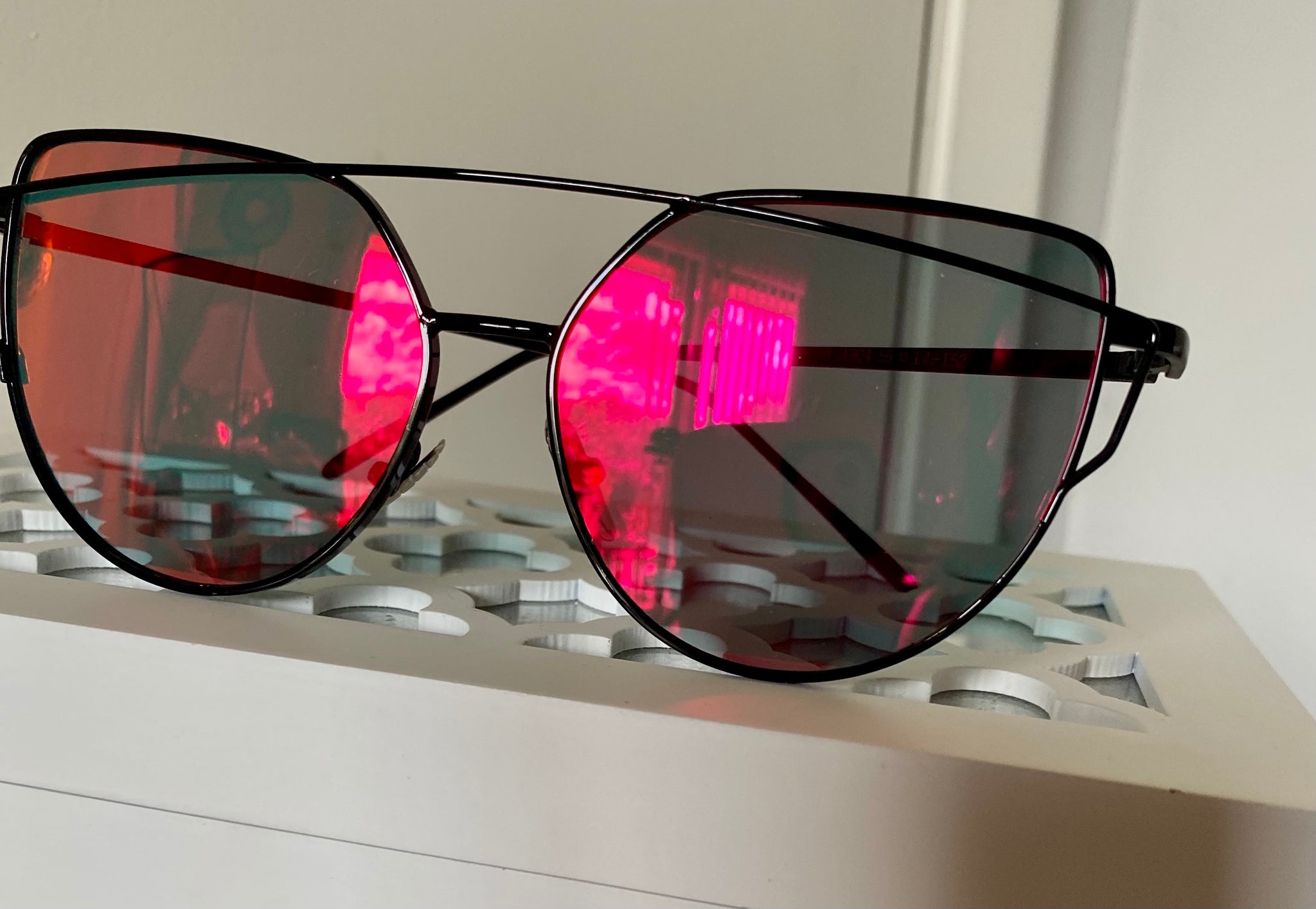 “Red Rum” Cat Eyed Mirror Sunglasses