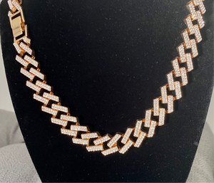 18” Iced Out Cuban Link Chain in Rose Gold