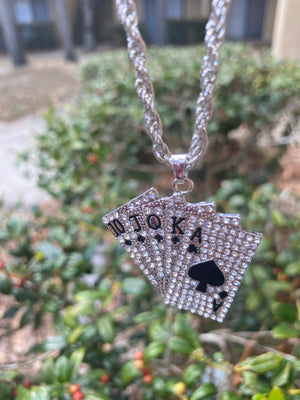 “Poker Face” Bling Cards Necklace