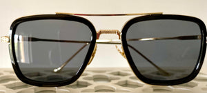 “Retro Cools” Gold trim Smokey Black Aviator Sunglasses