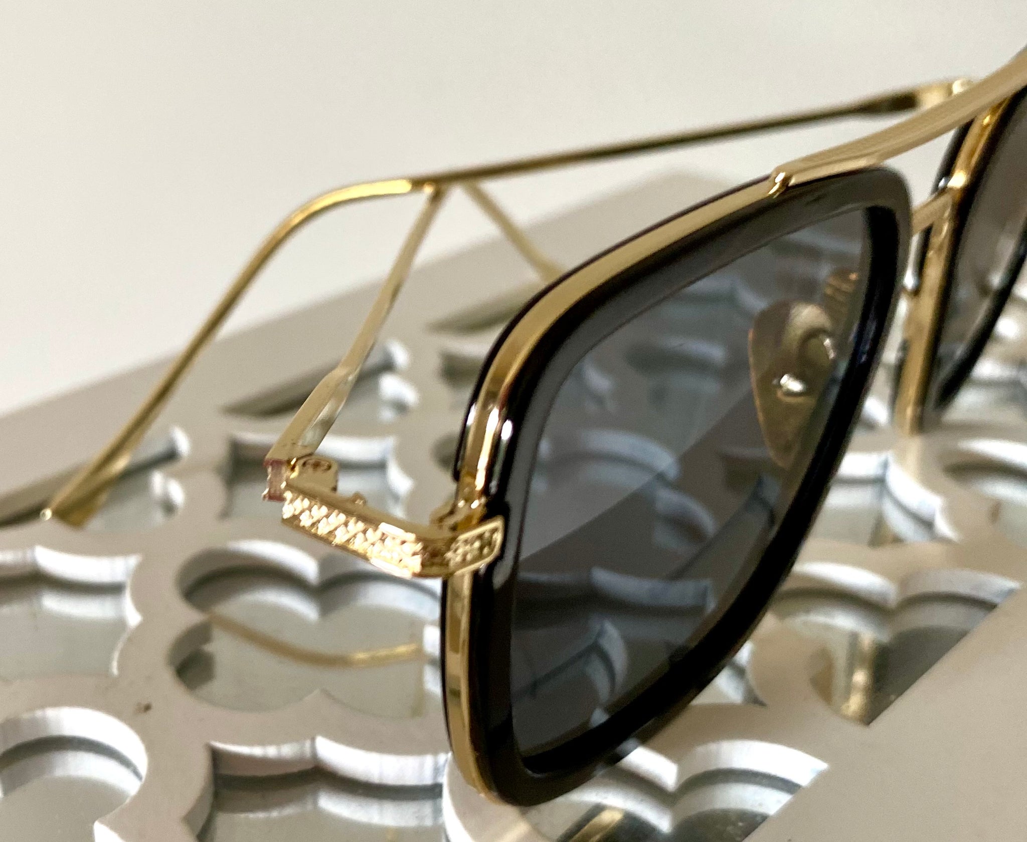 “Retro Cools” Gold trim Smokey Black Aviator Sunglasses