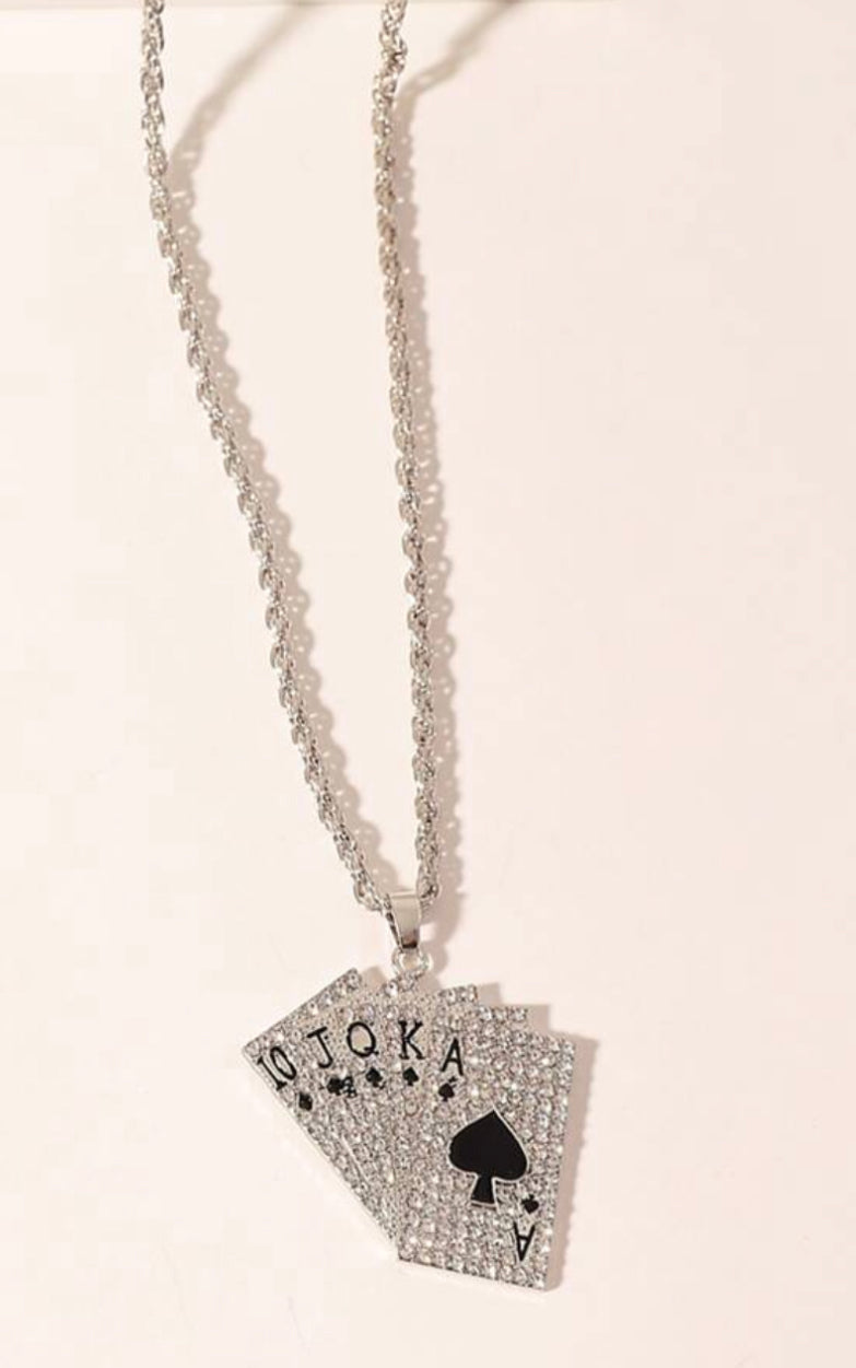 “Poker Face” Bling Cards Necklace