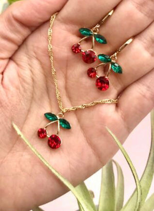 “Sweet Cherries” Necklace & Earrings set