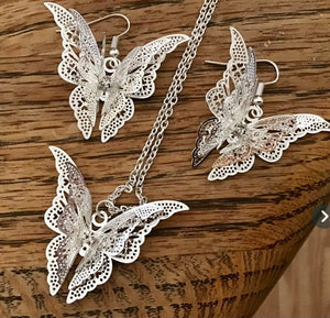 "I Feel Pretty" Butterfly necklace & earrings set