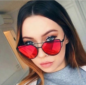 “Red Rum” Cat Eyed Mirror Sunglasses