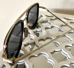 “Retro Cools” Silver trim Smokey Black Aviator Sunglasses