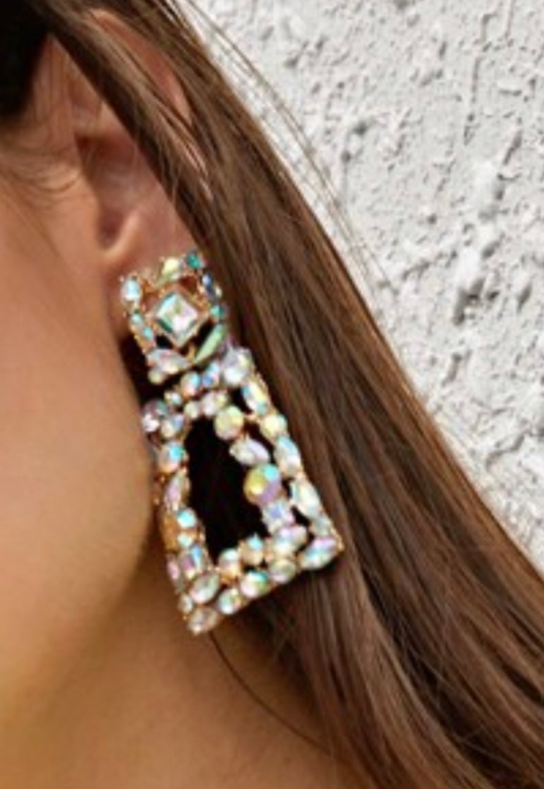 Crystal Crush Iridescent geometric crystal earrings