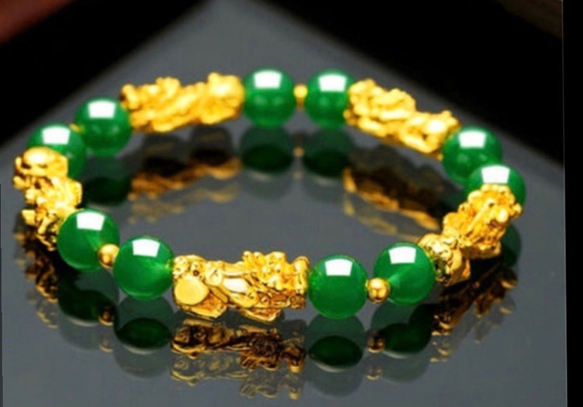 Green and Gold Obsidian Wealth Bracelet