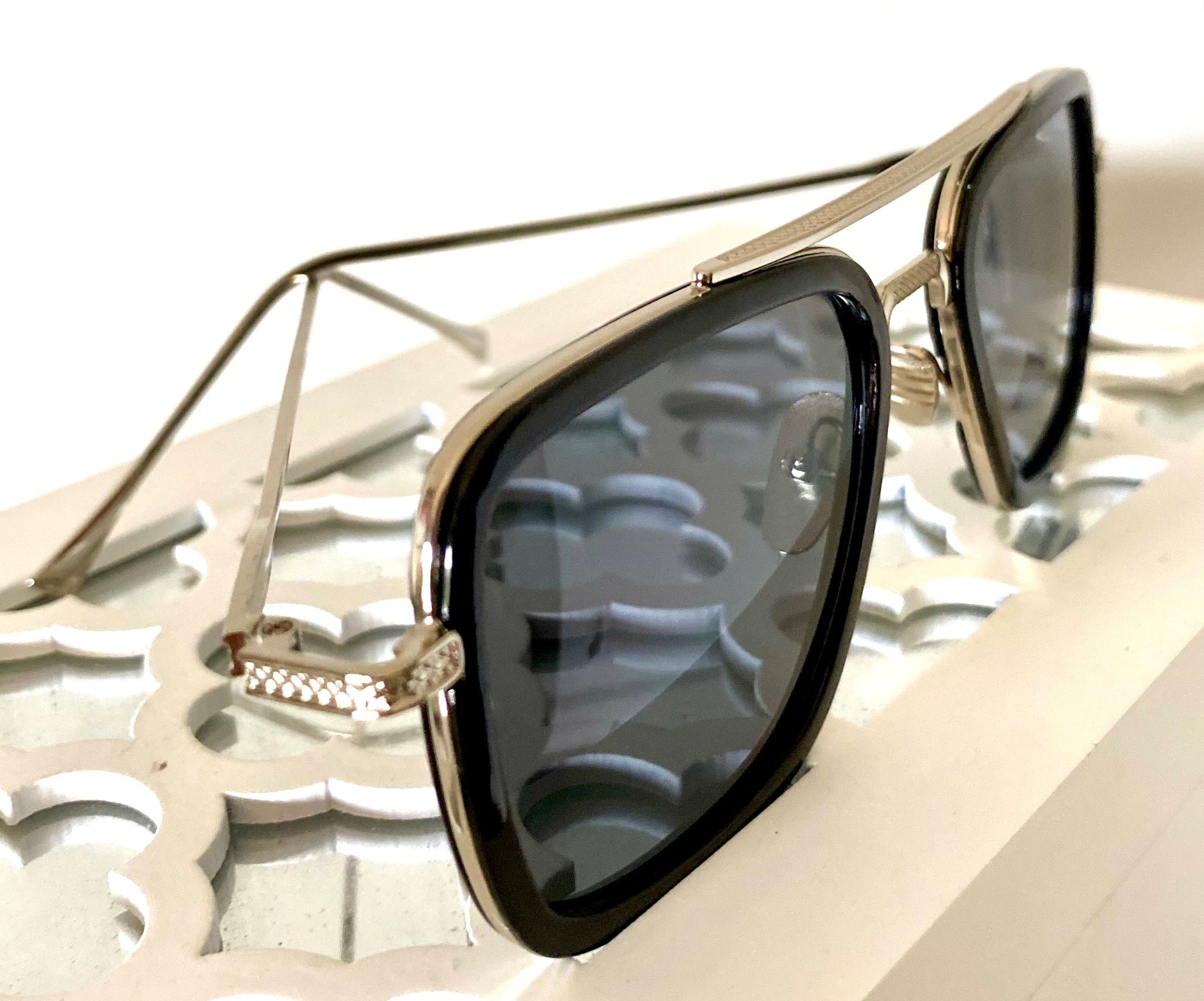 “Retro Cools” Silver trim Smokey Black Aviator Sunglasses